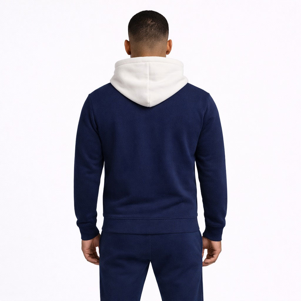 Tracksuit Fleece WHITE HOODY - Marineblauw