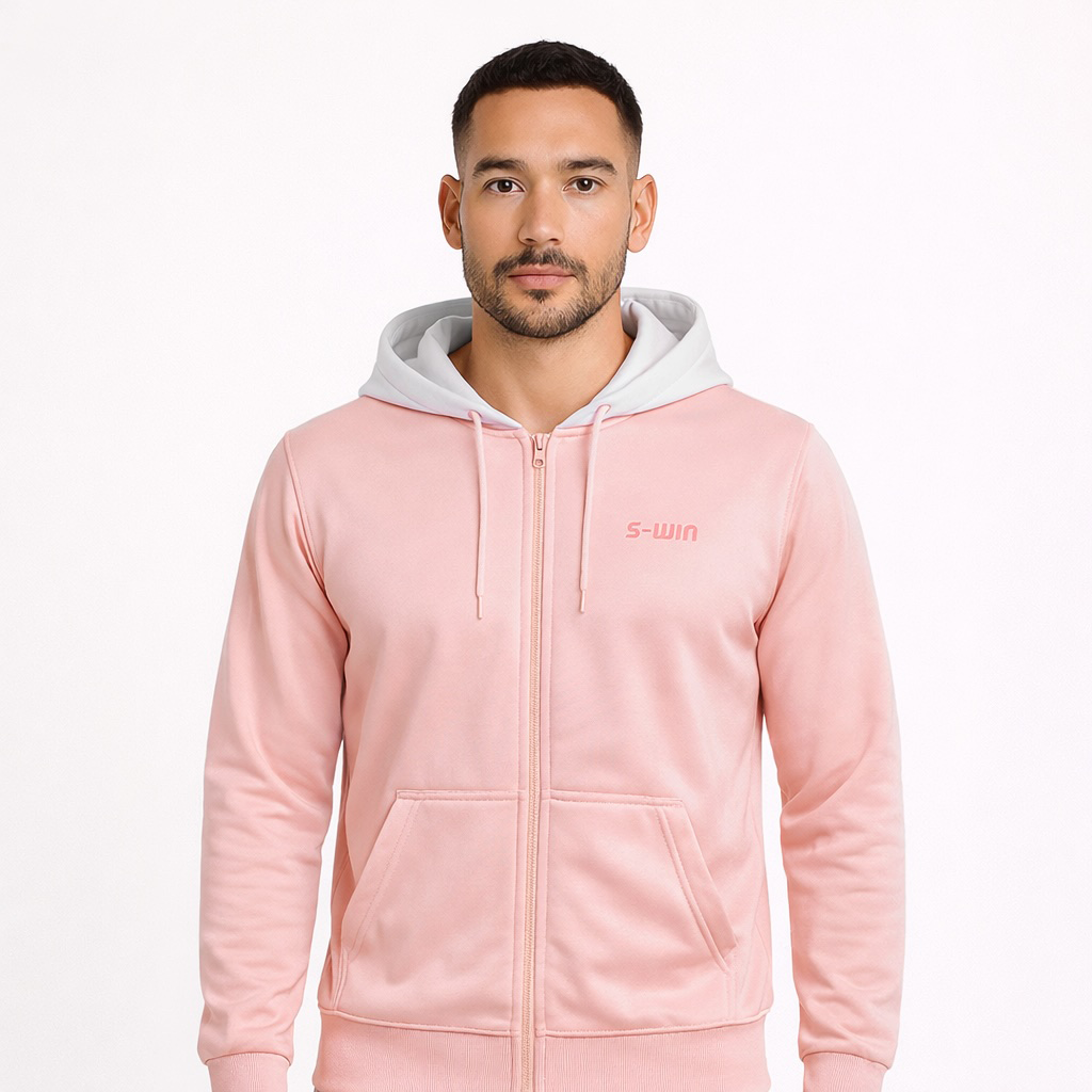 Trainingsjas Polyester – Pastel Pink / White Hood