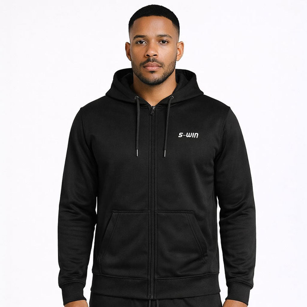 Trainingsjas Polyester White LOGO - Zwart