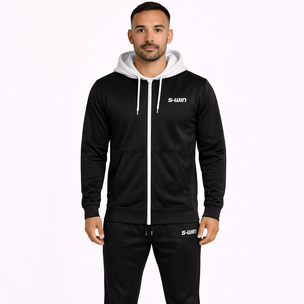 Tracksuit Polyester WHITE HOODY - Zwart