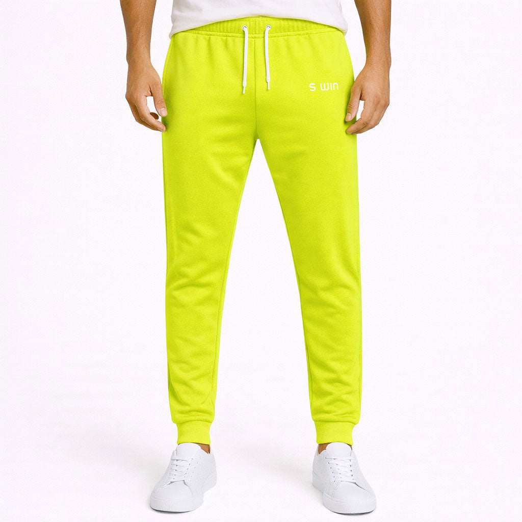 Trainingsbroek Fleece WHITE LOGO - Neongeel