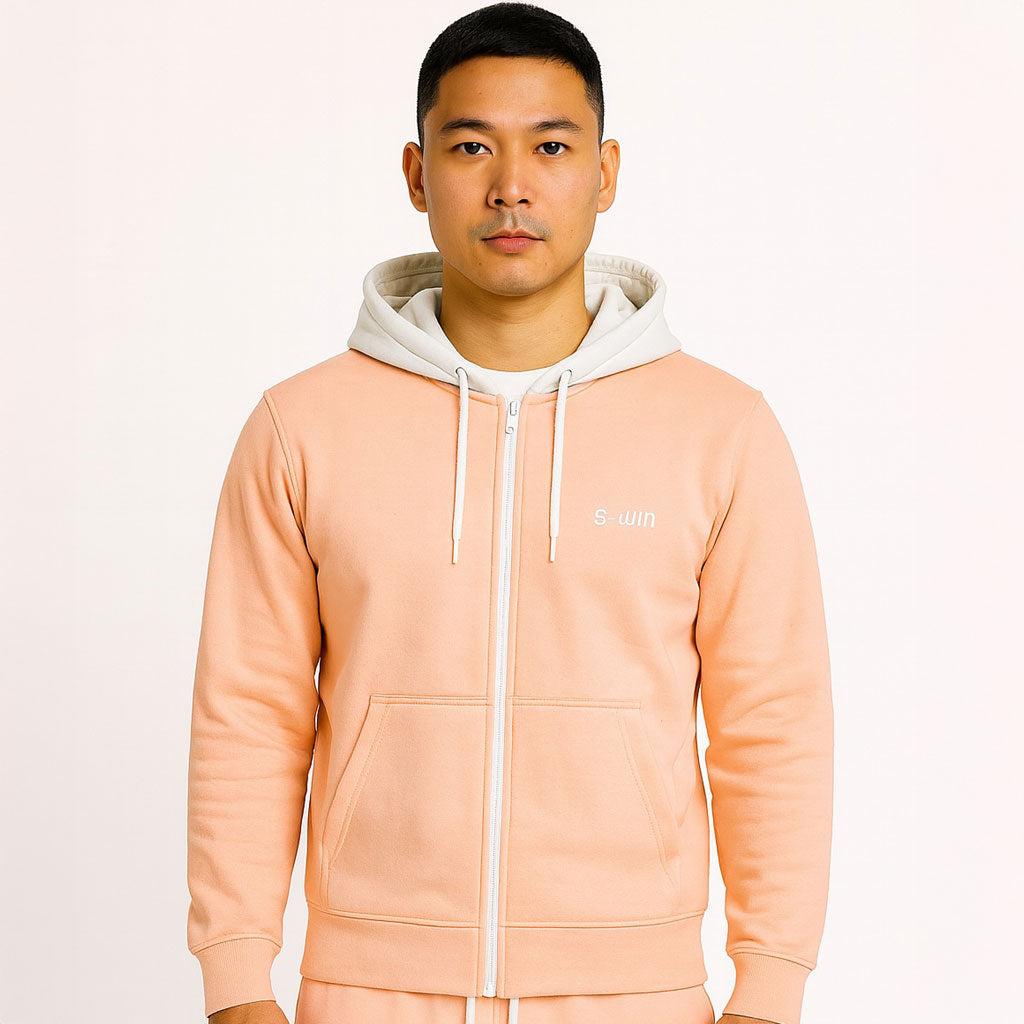 Traingsjas Fleece WHITE HOODY - Peach